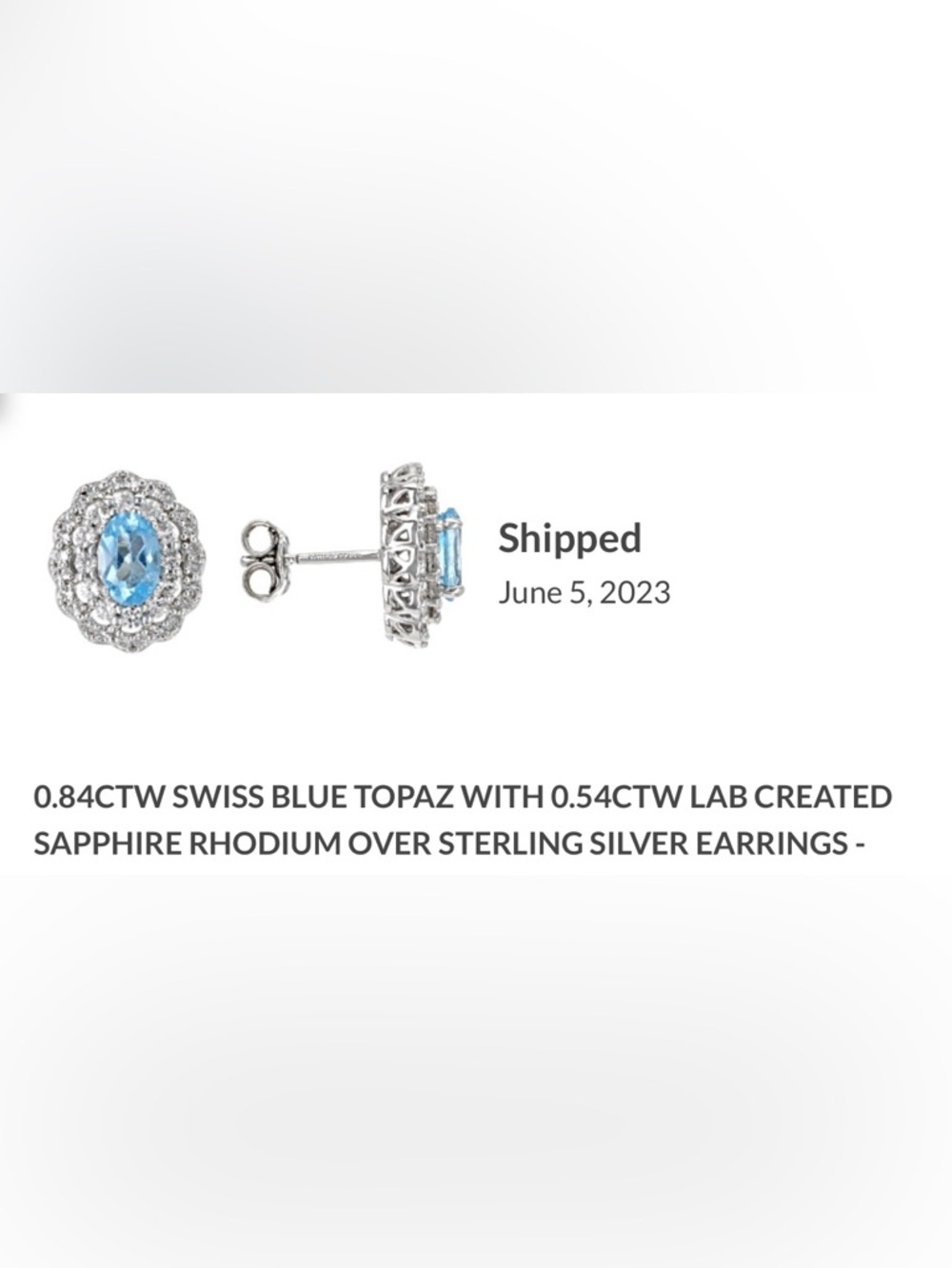 Swiss Blue Topaz/White Sapphire stud earrings - Picture 6 of 6